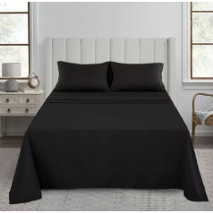 Роскошная плоская простыня 200 Thread Count 100% Egyptian Cotton Premium Hotel Quality Wrinkle and Fade Resistant Easy Care Flat Sheet (Black, Super King Size)