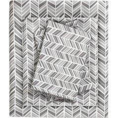 Madison Park Essentials Printed Ultra Soft Flat Sheet Set, Cal King Size, Grey