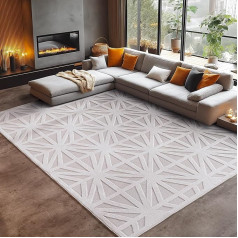 Ковер Carpetsale24 Indoor Outdoor Rug Weatherproof 120 x 170 cm, 3D Look, Diamond Design, Washable, Weather-Resistant, Natural Cream Colour, Living Room, Bedroom, Patio Rug