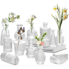 YSWOVUO Набор из 12 маленьких ваз, мини-вазы для украшения стола, винтажные вазы для цветов, вазы для украшения стола, дома, свадьбы, центральные 