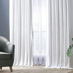 HPD Half Price Drapes PRCT-BO-P HPD Хлопковые непрозрачные шторы, длина 120 дюймов, сплошная теплоизолированная оконная штора, 50 x 120 дюймов (1 панель), белый/о