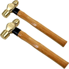 WEDO 2 Piece Brass Ball Hammer Set 8oz + 16oz (1/2lb+1lb) Brass Ball Hammer Set with Wooden Handle Forged Corrosion Resistant DIN Standard