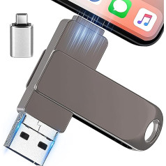 USB-накопитель 512 ГБ 3-в-1 с адаптером USB-C, внешний накопитель для телефона, Android, планшета, ПК и ноутбука - быстрое резервное копирование данных 