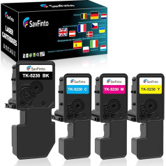 SavFinto TK5230 Тонер совместимый с Kyocera ECOSYS M5521cdw Замена для Kyocera TK-5230 TK5220 для Kyocera ECOSYS M5521cdw M5521cdn P5021cdn P5021cdw (упаковка из 4, 1 черный, 1 голубой, 1 пурпурн