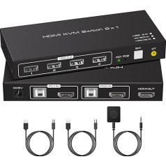 KVM переключатель HDMI 2 порта 4K 60 Гц USB 2.0 для 2 компьютеров 1 монитор совместное использование клавиатуры мыши принтера KVM USB переключатель подд