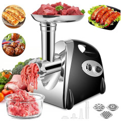 SINZUX Электрическая мясорубка и колбасоварка, 2800 Вт Мясорубка и вилка для колбас, вращается вперед и назад, с 3 различными режущими пластинам