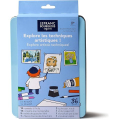 Lefranc Bourgeois 301741 Художественная фабрика Набор для творчества для детей от 8 лет - 1 блок бумаги, 12 масляных пастелей, 5 цветов гуаши, 12 цветных ка