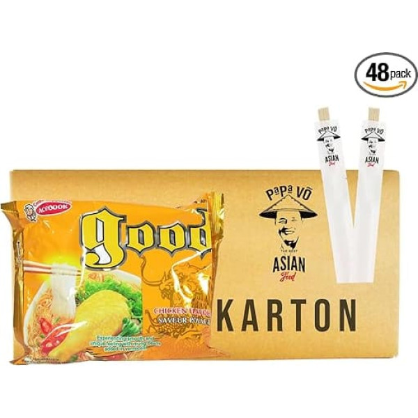 Суп-лапша Glass Noodles со вкусом курицы (48 х 57 г) + 2 палочки Papa Vo Chopsticks