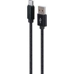 Кабель в оплетке usb-a usb-c 1,8 м черная коробка