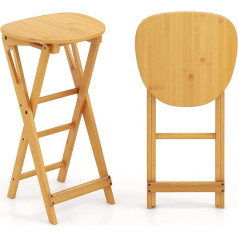 HOMASIS Набор барных стульев, складной барный стул, бамбуковый кухонный стул, высокий табурет с 3 подставками для ног, портативный стул для гос