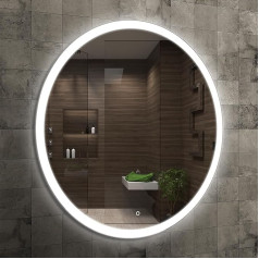 Круглое зеркало для ванной комнаты Home Glow Venti 50 см со светодиодной подсветкой, круглое светодиодное зеркало для ванной комнаты с сенсорным в