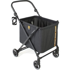 MY DUQUE Max Shopping Caddy - персональная тележка для покупок, складная сумка для покупок с 4 колесами, подвеской, регулировкой высоты, ножным тормозом,