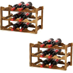 MAGIC SELECT 2 Pack Solid Wood Wine Cellar Holds 24 Bottles Rustic Wine Rack for Stacking Wine Bottles Wine Bottle Storage for Home, Wine Cellar, Bar, Kitchen