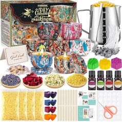 ITMNMNL DIY Candle Set, Candle Making Set, Scented Candles Make Your Own Set, Candle Making Set, Candles Make Yourself with 480 g Beeswax, 8 Candle Tins, Fragrance Oil, Colour Blocks, Candle Pouring