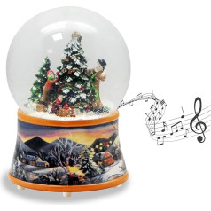 20273 Снежный шар Рождественская елка Украшение База Ностальгический Снежный Пейзаж Рождество Зима с Музыкальной Шкатулкой - 100 мм Ширина