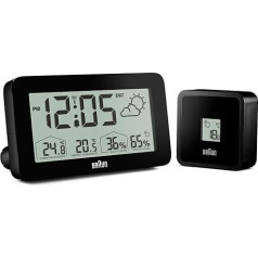 Радиочасы Braun Digital Weather Station для центрально-европейского часового пояса (DCF) с отображением температуры в помещении и на улице, влажности, про
