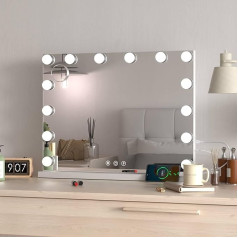 Ereousa Hollywood Mirror, 50x40cm Vanity Mirror with Personalized Lighting Perfection, Sturdy Hollywood Vanity Mirror for Bedroom, Touch-screen Control Makeup Mirror with 2 Mounting Options (White)