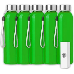ShyaWorld 500ml Clear Glass Drawstring Bottle, Stainless Steel Threaded Stoppers, Single Boxes Per Bottle