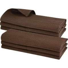 6 x Чайные полотенца 100% хлопок вафельный пике темно-коричневого/шоколадного цвета