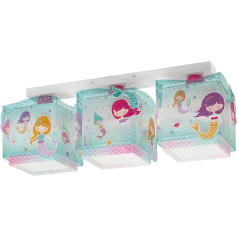 Dalber Потолочный светильник для детской 3 лампы Русалки Потолочный светильник для детской комнаты 63443 E27 бирюзовый