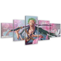 Pack of 5 Anime OP Zoro Canvas Poster Wall Art Decor Print Wano Country Style for Living Room Bedroom Decoration, Teenager Gift Framed 40 x 22 Inches