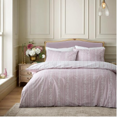 Catherine Lansfield Bridgerton Regency Stripe Reversible Duvet Cover Set with Pillow Case, Pink, Single