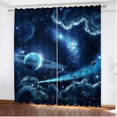 KARPIX Планеты космической вселенной Шторы блэкаут с люверсами Непрозрачная штора для детей и подростков, 2 панели (A, 220 x 215 см (2 x 110 x 215 см)