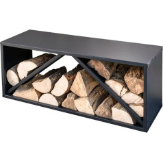 WESTMANN Стойка для дров из стали, 104 x 34 x 40 см, черная, Стойка для дров для использования внутри и вне помещений, корзина для дров и держатель для 