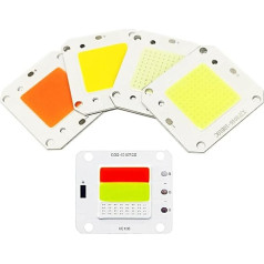 JRXFXEKW 1-10pcs DC12V 32V 50W COB LED Chip White Warm White Full Spectrum Integrated Smart IC Driver High Power 50 Watt COB Light Source (White 6500K, 50W 12V x 10 Pieces)