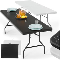 Jago® Складной стол - 183 см длиной для 8 человек Складной портативный экономия места на открытом воздухе/в саду кемпинг до 150 кг белый/черный бу