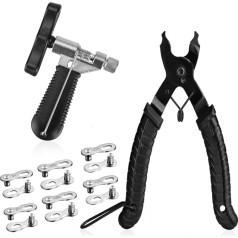 AKRAF Набор для ремонта велосипедной цепи с плоскогубцами, инструмент для разделения цепи, 6 пар недостающих звеньев, набор инструментов для 