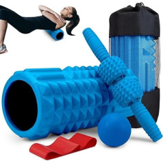 Krightlink 5-в-1 Foam Roller Set, массажная палка, массажный мяч, резистивная лента для глубокого мышечного массажа, освобождения триггерных точек, пила