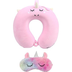 Подушка для шеи и маска для глаз единорога U-образной формы для офисных путешествий Мягкая подушка для отдыха для женщин мужчин детей Подуш