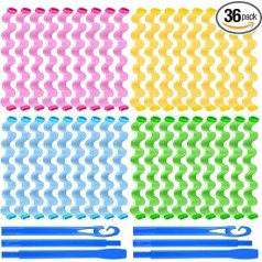 FEPITO Набор из 36 бигуди Magic Curlers Spiral Curls Wave Styling Hair Rollers Kit No Heat Curlers and Styling Hooks for All Hair Lengths 45 cm