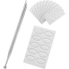 ViEinkaufen Nagelhautschieberus Edelstahl, doppelseitig, Nagelhautschneider, Nagelkunst, Nagelhautentfernung, mit 10 Blatt Schleifpapier für Maniküre Pediküre