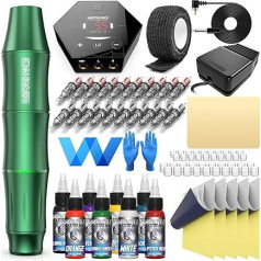 Набор для татуировки, Wormhole Tattoo Gun Kit, Tattoo Pen Kit, Rotary Tattoo Machine Kit with Power Supply, 20 игл для картриджей, 8 чернил для татуировки Complete Tattoo Kit for Beginners Tattoo Artist