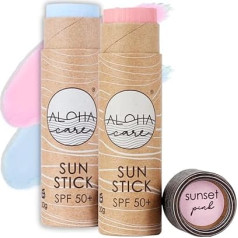 Aloha Sun Stick SPF 50+ Face Mineral Sun Protection for Surfing Eco Paper Stick 20 g (2 Pack (Blue + Pink))