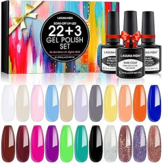 Lagunamoon 25 шт. гель лак для ногтей набор с гель базы и не стирать глянцевый матовый верхнее покрытие, гель лак втирать ногтей искусства салон м