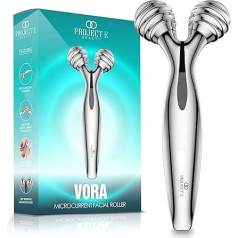 Project E Beauty VORA Microcurrent Face Roller Solar Powered Microcurrent 3D Face Massager with Kneading Ball for V-shaped Face Firming Skin Tightening Smooth Fine Lines