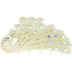 Glamour Girlz Ladies 9cm White Crystal Peacock Hair Claw Claw Clamp