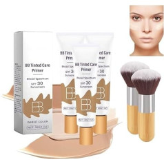 BB Blur Tinted Moisturiser SPF 30, Hydrating Full Coverage Concealer & BB Cream Tinted Moisturiser with Broad Spectrum Spf, Tinted Care Primer with Brush (цвет пшеницы, 3)