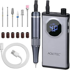 Aokitec Nail Cutter for Gel Nails - 4000 об/мин Перезаряжаемая портативная электрическая пилочка для ногтей с насадками для сверления ногтей и шлифовальным