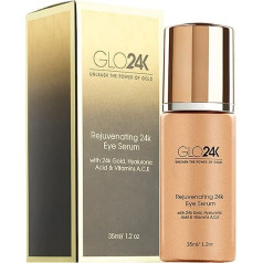 Сыворотка для глаз GLO24K с 24-каратным золотом, антивозрастная формула с витаминами и гиалуроновой кислотой