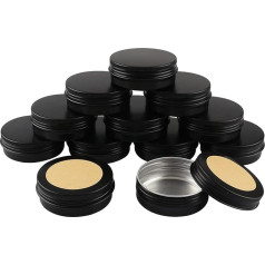 BasicPacking Пакет из 50 60 мл матовый черный пустой круглый алюминиевая жестянка с винтовой крышкой алюминиевая жестянка крем банка свечи жестян