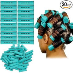 YOROSTAR 20pcs Green Plastic Cold Wave Rods Set for Natural Hair Curlers for Long Short Hair DIY Hairdressing Tools