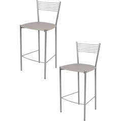 T M C S Tommychairs Elegance Современные барные стулья для кухни и столовой, прочный каркас из окрашенной стали, цвет алюминий, мягкое сиденье из искусс