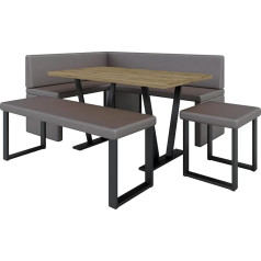 ‎Furnistar Akiko Металлическая угловая скамья со столом для столовой, современной кухни, зоны отдыха, обеденного уголка, для кухни, офиса, приемно