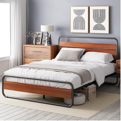‎Zinus Zinus Soren Bed 180 x 200 см - Высота 30 см - Металлический каркас кровати на платформе с изголовьем и изножьем - Коричневый