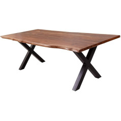 Invicta Interior riess-Ambiente.de Обеденный стол Amazonas из массива дерева, 220 см, коричневый шишам с X-образным каркасом, деревянный стол, конференц-стол