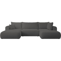 Selsey Abriamo Boucle Sofa Corner Sofa Bed Couch with Storage Space Sleep Function Easy Care Polyurethane Foam U-Shape Right OVO Dark Grey Boucle Abriamo